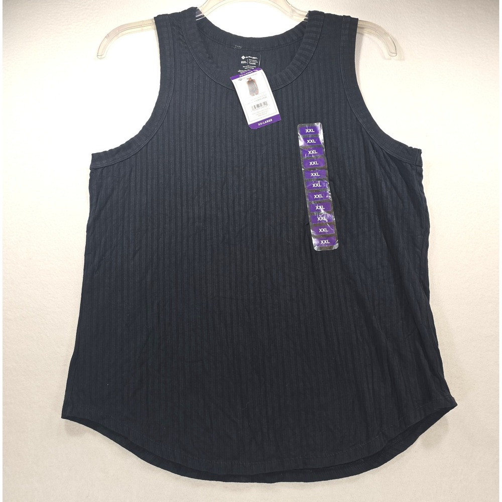 Member's Mark Womens Black Ribbed Cutaway Tank Top XXL NWT‎ 14045